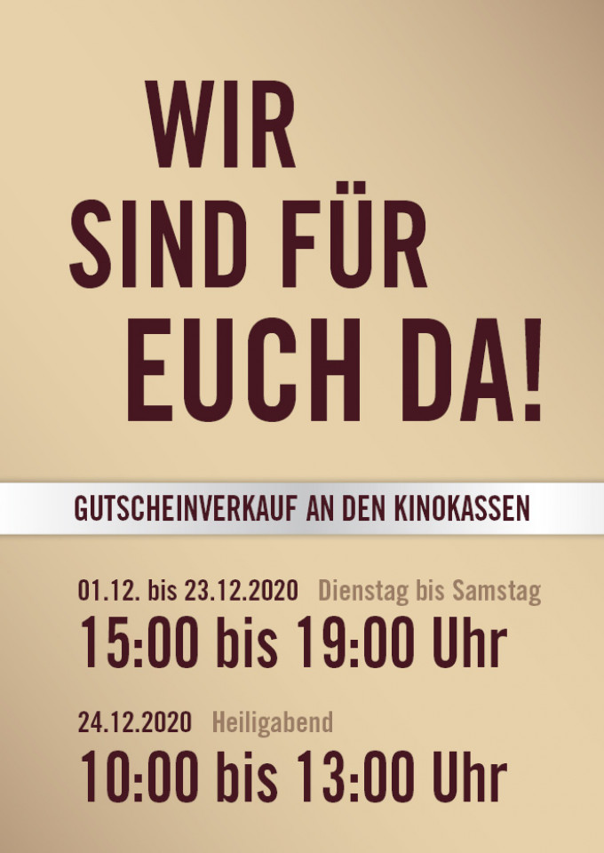 Gutscheinverkauf an den Kinokassen!